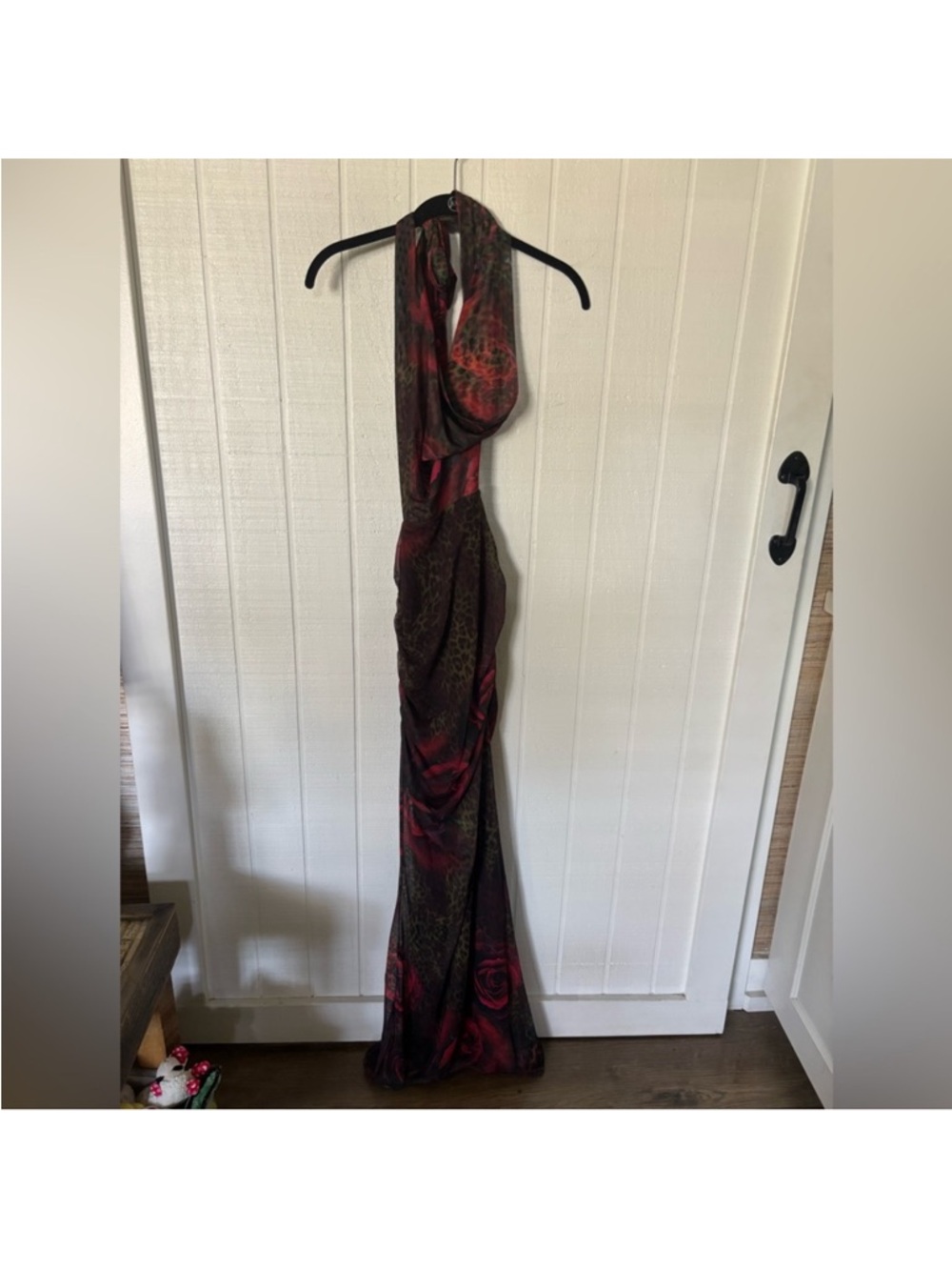 Boohoo Mixed Print Leopard Plunge Ruched Bum Maxi Dress - Picture 7 of 8